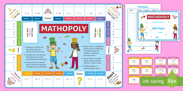 Addition And Subtraction Within 20 Mathopoly Board Game