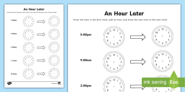 an-hour-later-time-worksheets-year-1-teacher-made