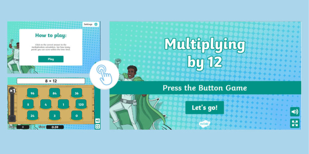 Tap The Button Math Multiplying by 12 Press the Button Maths Game - Twinkl