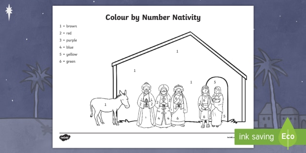 Nativity Color By Numbers - nativity, color, numbers, coloring