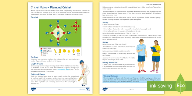 Diamond Cricket Rules Teacher Made