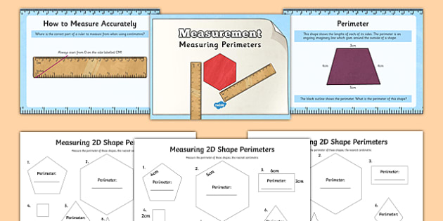 Measuring the Perimeter of D Shapes Powerpoint Task Setter and Worksheets