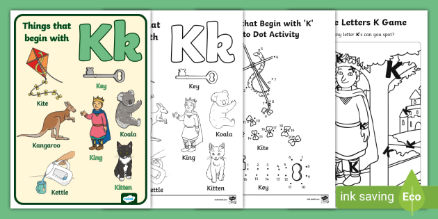 FREE! - Things that Begin with K Worksheets Pack