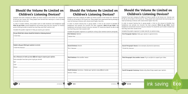 Sound Opinion Writing Differentiated Worksheet