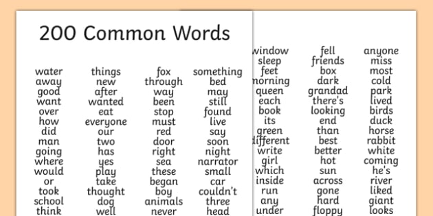 list worksheets of words sight kindergarten list, List 200 words, Common 200, common words  Words  common,