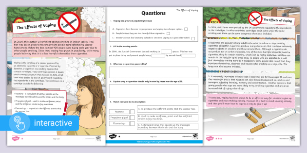 The Effects of Vaping Activity Interactive PDF Reading