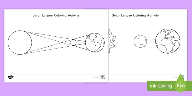 Solar Eclipse Coloring Page - Solar Eclipse, Space, Coloring