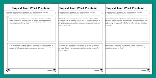 Elapsed Time Worksheets 5th Grade Word Problems State Standard