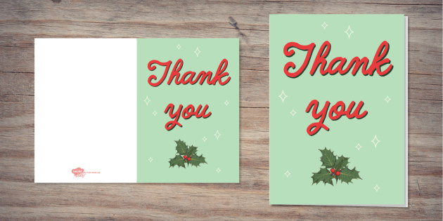 Thank You Christmas Holly Card | Twinkl Party (teacher made)