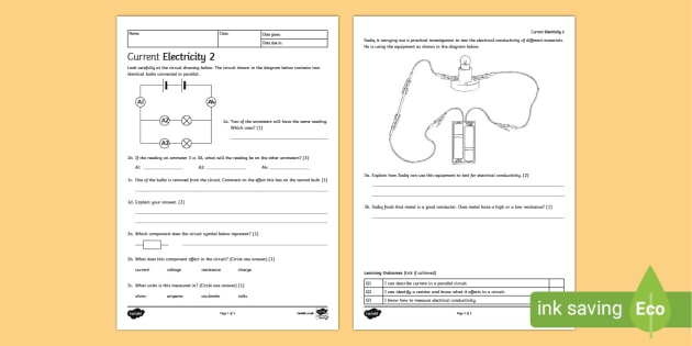 electrical circuits worksheet 2 ks3 homework activity
