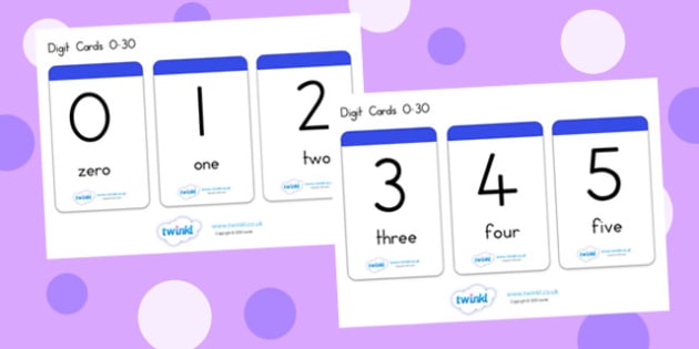 FREE! - Number And Word Digit Cards 0 30 (teacher made)