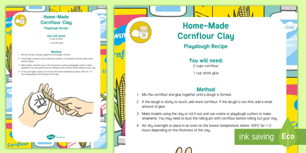 Home Made Cornflour Clay Playdough Recipe Teacher Made