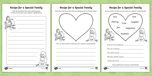 ESL Activities: Family Recipe Book Project  Family recipe book, Recipe book,  Writing worksheets