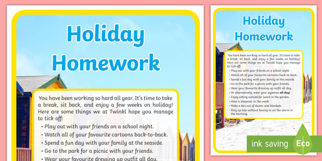 ideas for holiday homework in english