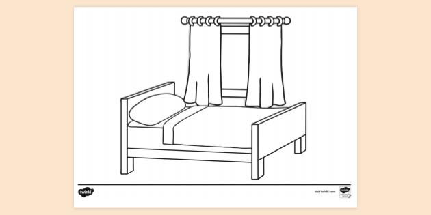 FREE! - Bed and Window Colouring Sheet (teacher made)