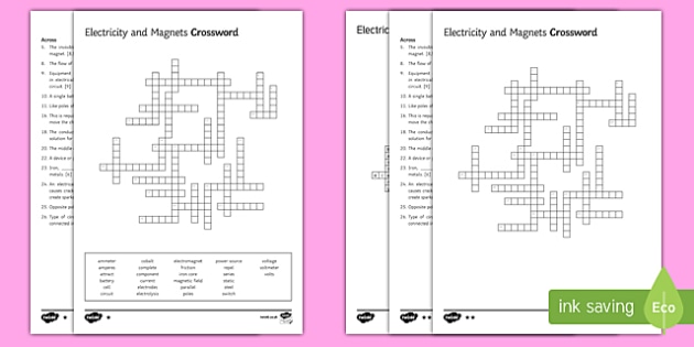 KS3 Electricity and Magnetism Crossword (teacher made)