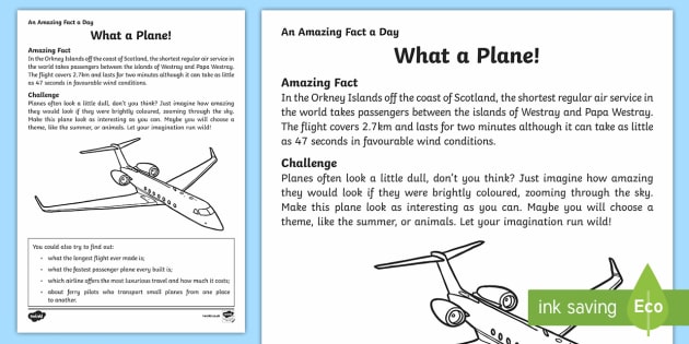 What a Plane! Worksheet / Worksheet