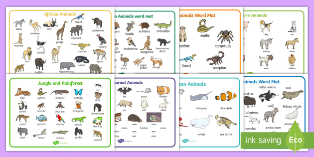 Animal Word Mats | Different Habitats | Twinkl Resources