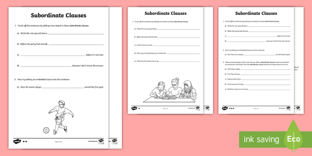 Subordinate Clauses Differentiated Activity Pack