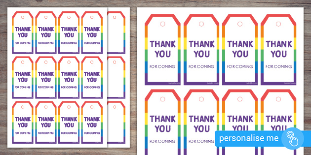 Rainbow Thank You Tags | Twinkl Party (teacher made)