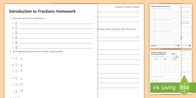fractions revision homework