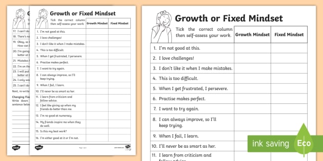 KS1 Growth And Fixed Mindset Comments Worksheet / Worksheet