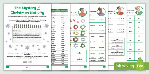 Year 4 Mystery Of The Christmas Nativity Maths Mystery Game