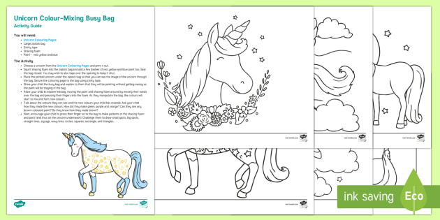 unicorn colourmixing busy bag resource pack for parents