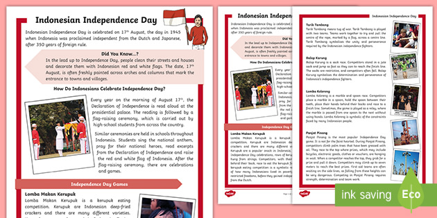 Indonesian Independence Day Fact File Primary Resource