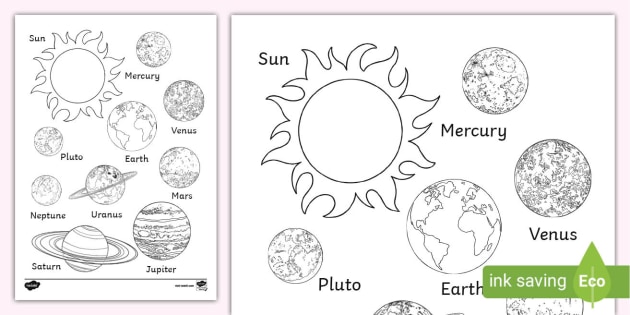 solar system for kids printables in color