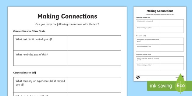 Text To Self Connections Worksheet