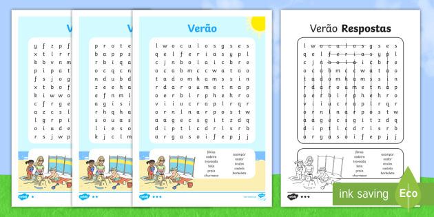 Caça palavras diferenciado de verão (professor feito)