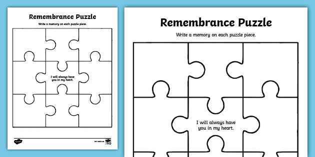 Remembrance Puzzle Activity- Grieving Through Tragedy, memories, expression