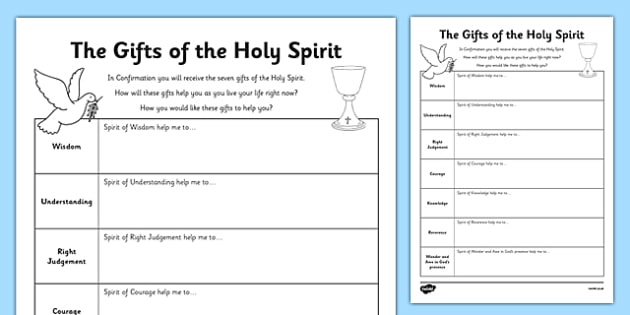 The Gifts Of Holy Spirit Worksheet