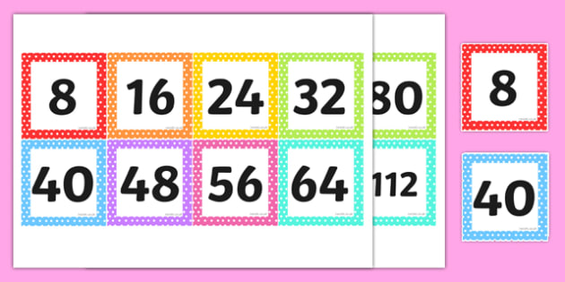 Multiples of 8 Square Flashcards (Teacher-Made)