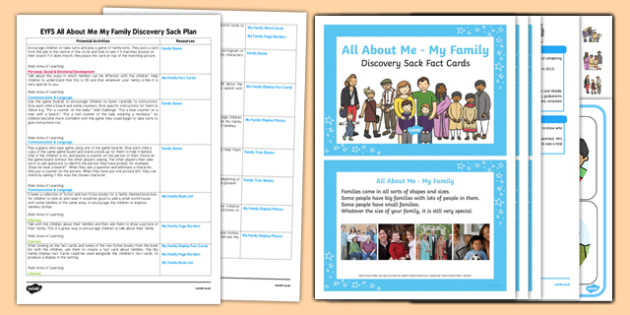 EYFS Ourselves All About Me My Family Discovery Sack Plan and Resource Pack