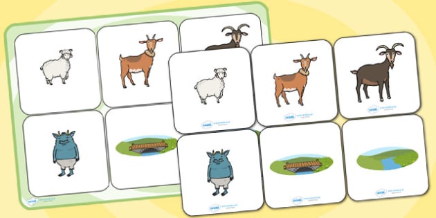 Billy Goats Gruff Matching Cards and Board (teacher made)