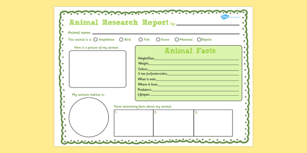 Animal Research Writing Frame