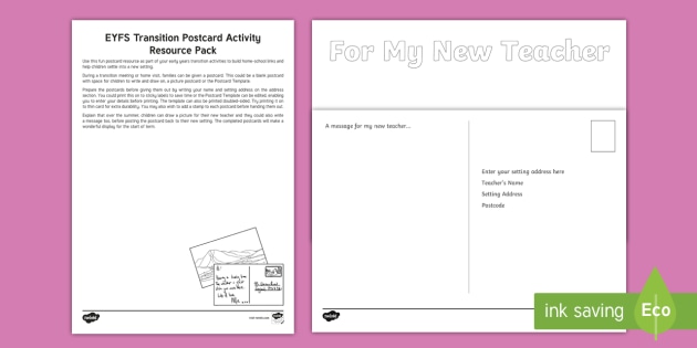 * NEW * EYFS Transition Activity Postcard Resource Pack