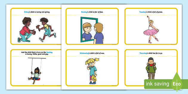 Monday's Child Sequencing (4 per A4) (teacher made)