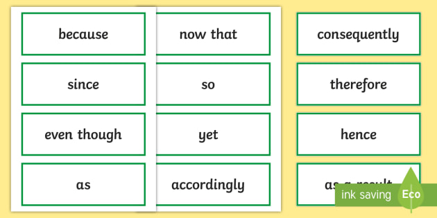 Causal Conjunctions Word Cards English Resource Twinkl