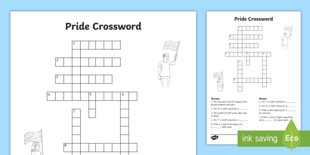 KS2 Pride Crossword (teacher made)