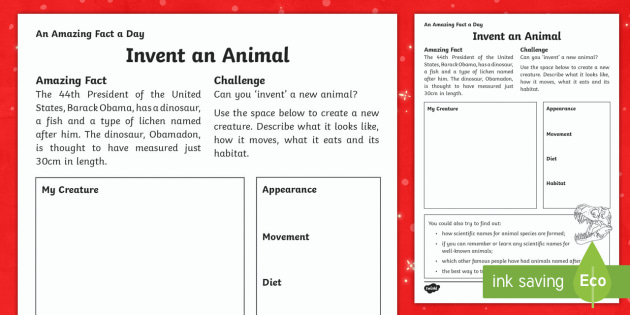 Invent an Animal Worksheet / Worksheet (Teacher-Made)