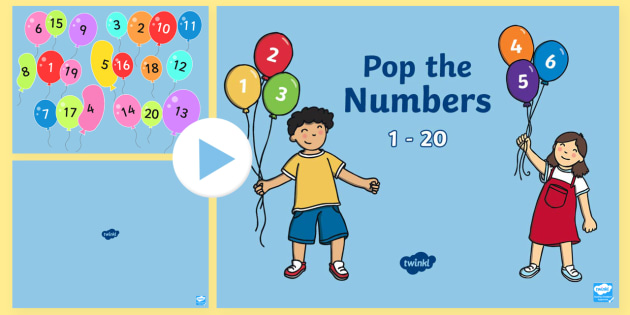 Numbers on Popping Balloons PowerPoint - - Numbers to 20 on