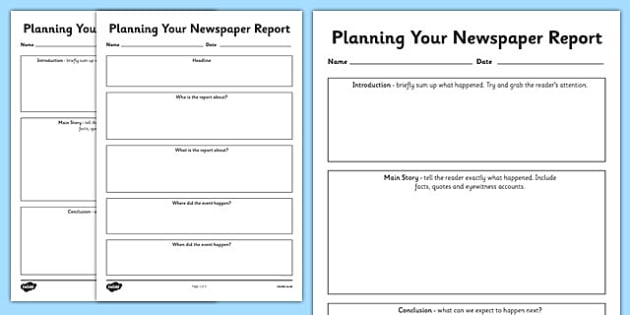 Newspaper Report Planning Templates Esl Newspaper Resources