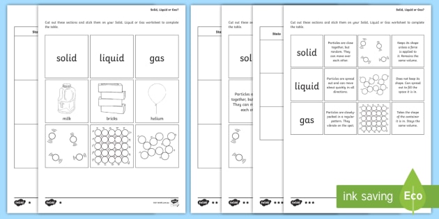 Solid, Liquid, Gas Worksheet