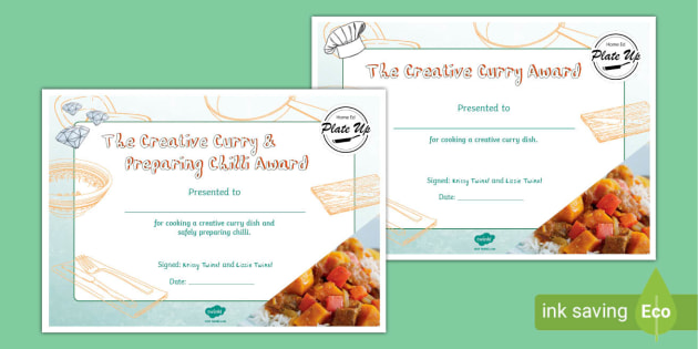 Home Ed Plate Up Creative Curry Week Certificates