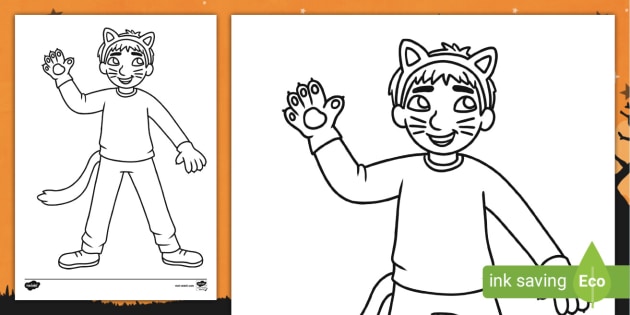 FREE! - Cat Costume Colouring Page | Activity Sheets | Twinkl