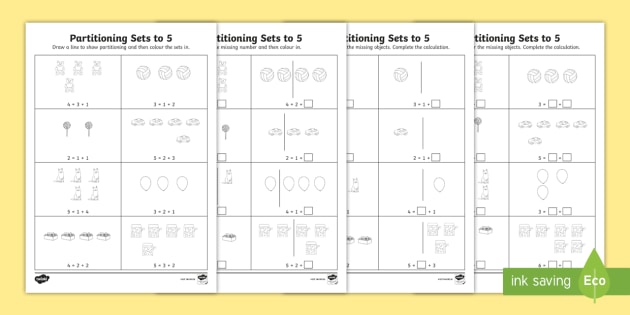 Partitioning To 5 Worksheets