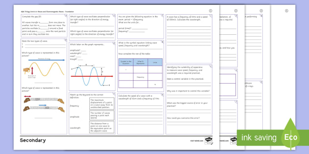 Aqa Gcse Physics Combined Waves And Electromagnetic Waves Foundation 4054
